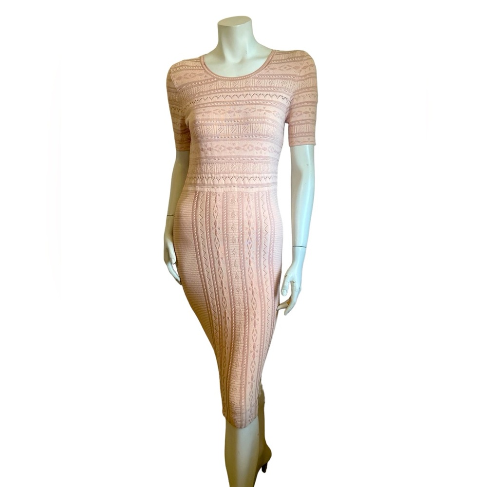Ronny Kobo Scoop Neck Midi Length Dress Size Small Light Pink